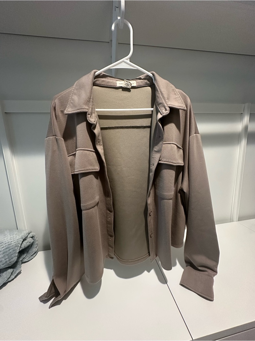 Lightweight Taupe Button-Up Utility Jacket